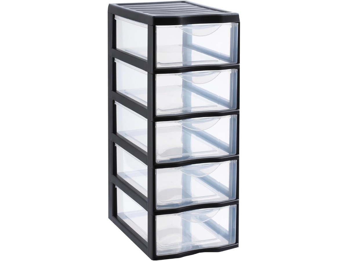 SUNDIS Orgamix, tour de rangement en plastique noir,
