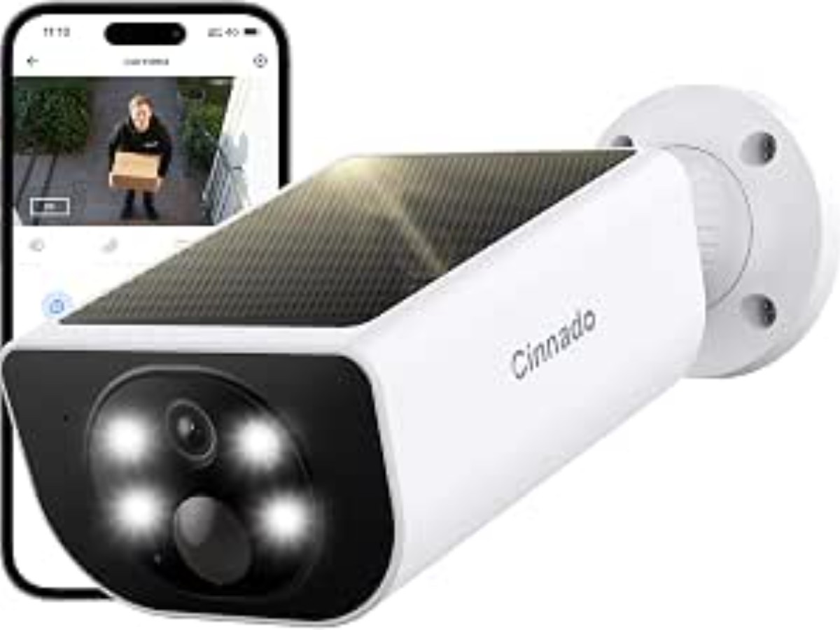 Cinnado 2K 3MP Wireless Outdoor WiFi Surveillance Camera Solar, IP65