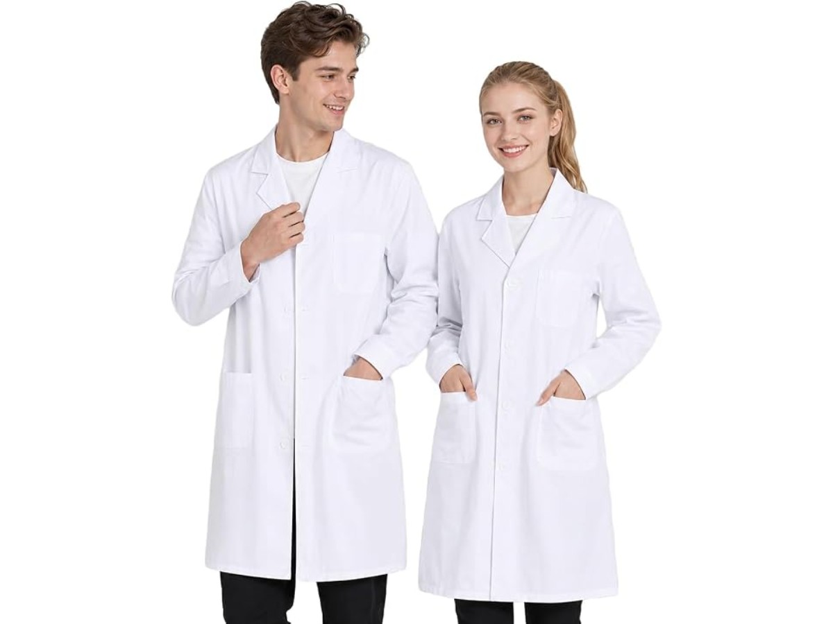 Générique White Chemistry Coat for Men Women Laboratory Cotton Physics Chemistry High School with Pocket and Button Long Sleeve for College Student Medical Nurse Industrial