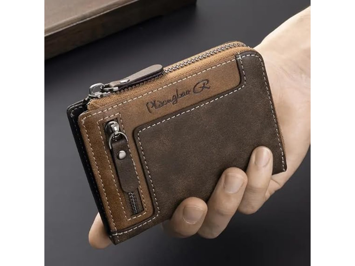 1 x Men's Retro Multifunction Fashion Zipper PU Leather Short Wallet