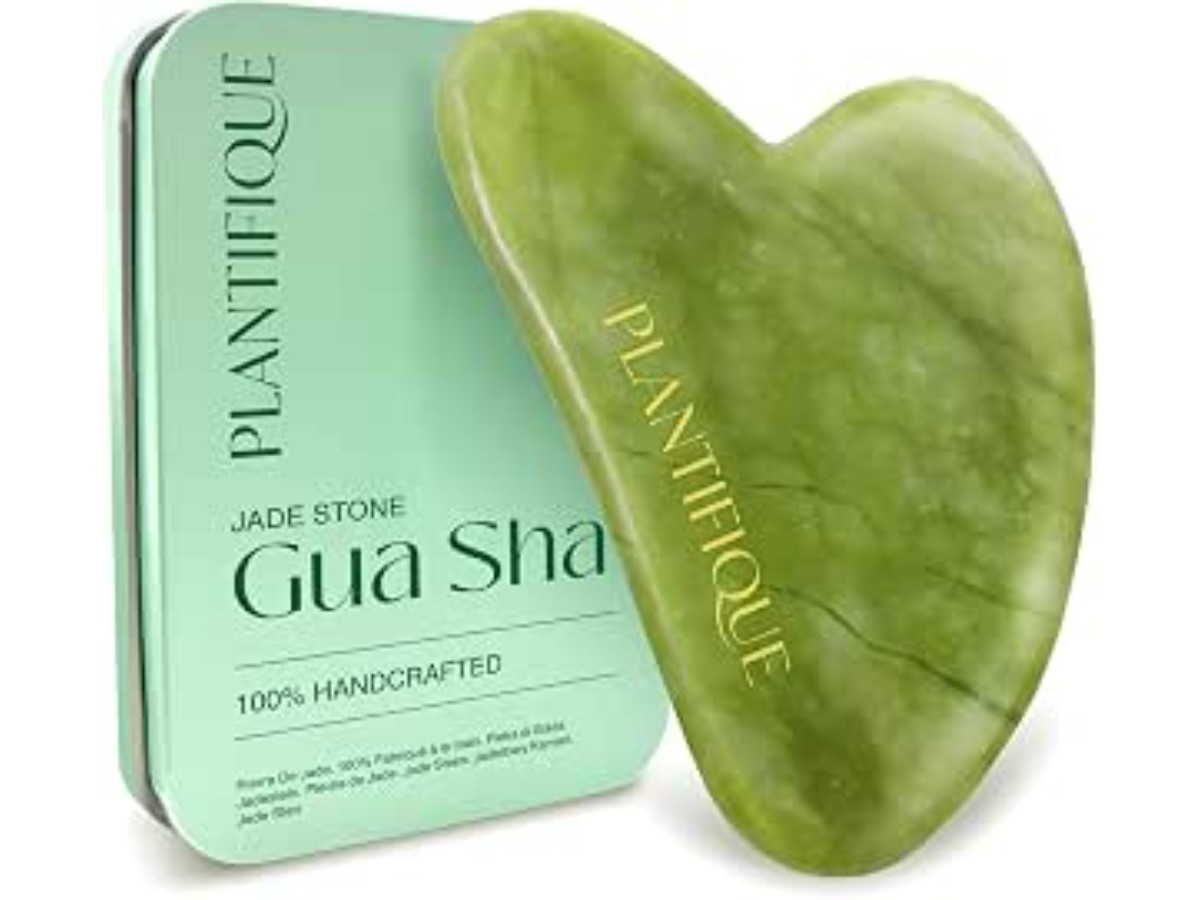 PLANTIFIQUE Jade Guasha Face for Lymphatic Massage and Body