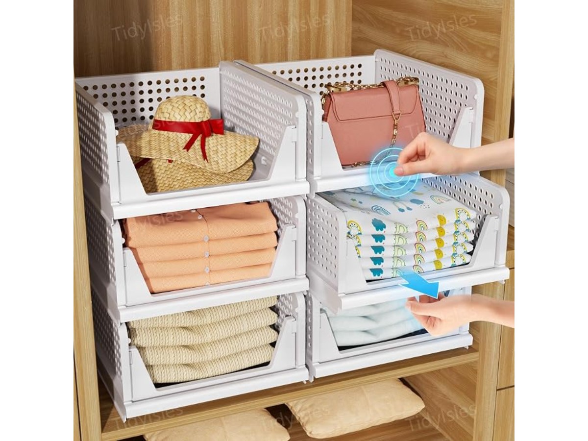 Rangement Vetement, Plastique Organisateur Armoire Vetement, Lot de 4