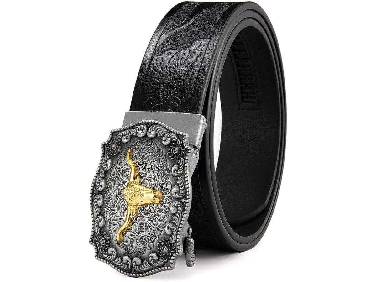 Ratchet Cowboy Belt, Western Ratchet Belts for Men with Automatic Cowboy Buckle