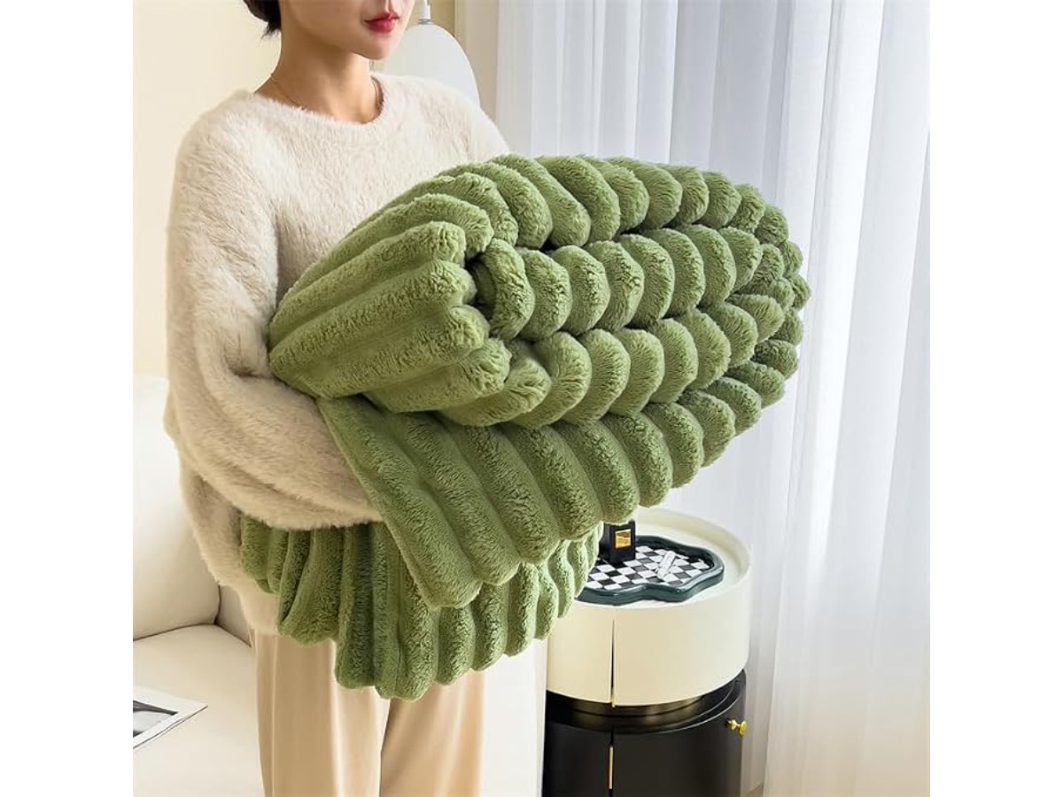 Green Throw Blanket for Couch Sofa Soft Cozy Fuzzy Fleece Blanket for Spring Decor 40"x60"