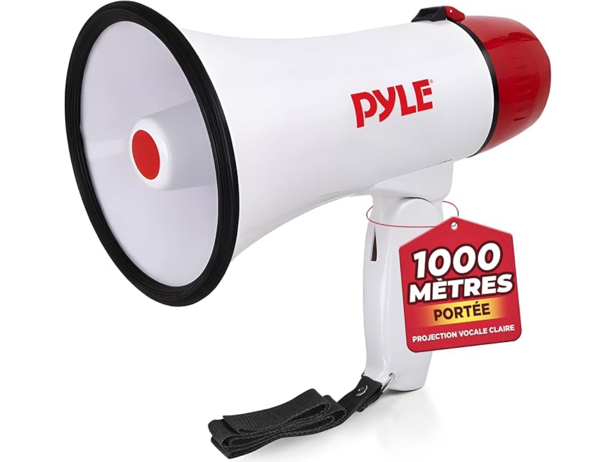 Mégaphone Portable, Portée de Projection Jusqu'à 365 Mètres Carrés