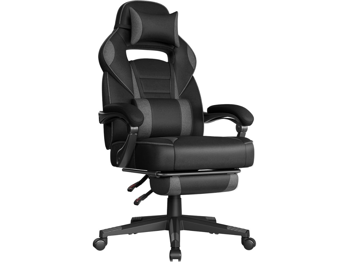 SONGMICS OBG073BH20 Office Chair, Gaming Chair, Adjustable, Telescopic Footrest, Rocker Mechanism